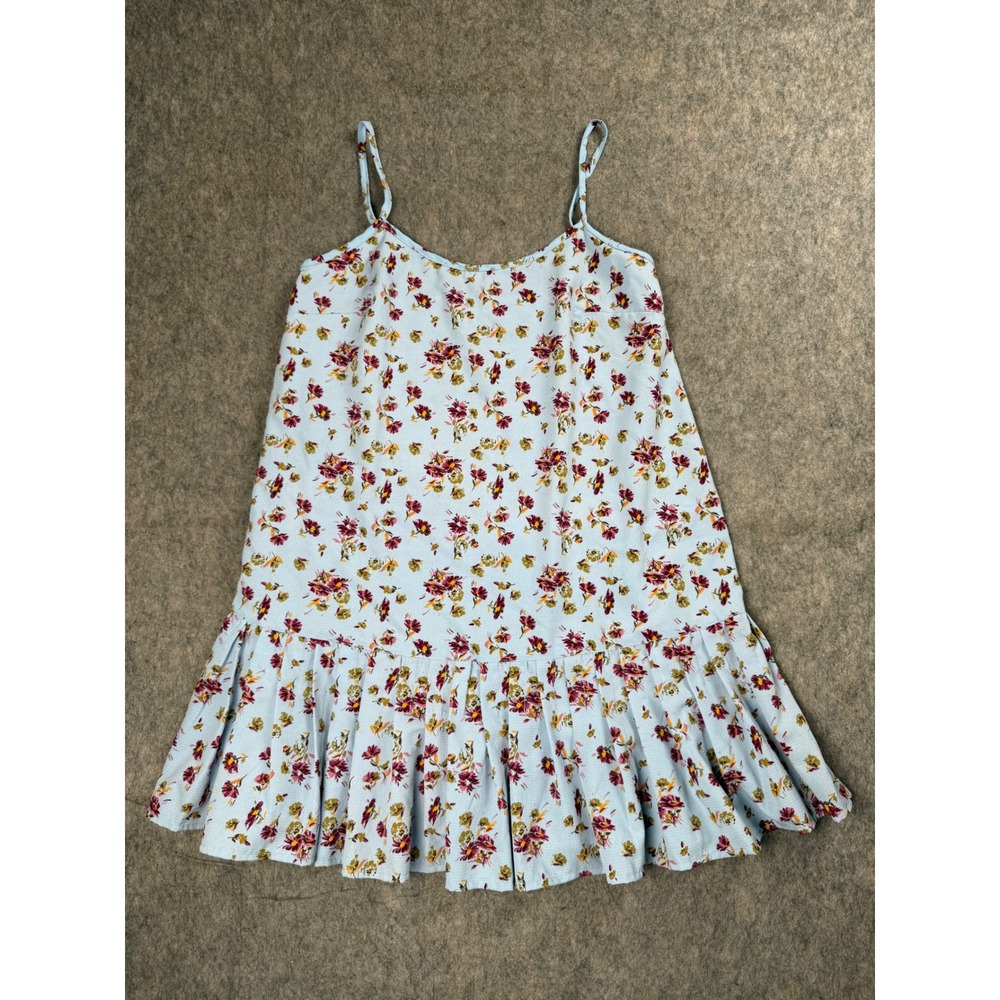 Urban Outfitters Floral Mini Dress Womens S Blue Poly Crepe Cami Ruffle Boho